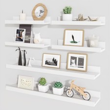 24-inch Floating Wall Shelves Set of 6 Picture Ledge, White