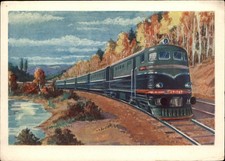 QSL radio card UA0SO 1965 Irkutsk Russia USSR Sergo Train Fall Trees
