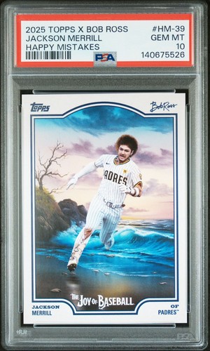 2025 Topps Bob Ross Joy Of Baseball Happy Mistakes Jackson Merrill PSA 10 BB2