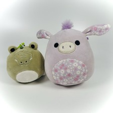 2 Lot Squishmallow "DELZI" Donkey Floral ARTHUR Alligator Clip On Soft Plush