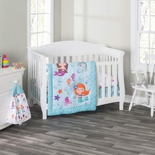 Everyday Kids 3 Piece Girls Crib Bedding Set - Mermaid Adventures Includes Sheet