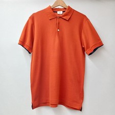 Hermes Orange M Polo Shirt with Missing Button, Casual Men's Top