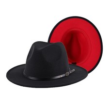 Classic Fedora Hat Wide Brim Tone Felt Panama Hat with Belt Buckle for Women ...