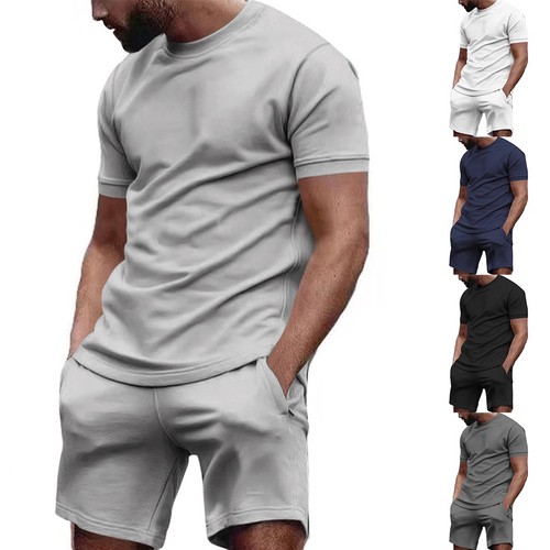Einfarbig Männer Setzt Herren Kurze Hose Party Regulär Sport Trainingsanzug - Bild 3 von 15