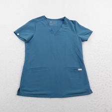 FIGS Scrub Top Womens XS Blue Casma Three Pocket Shirt Medical Nurse Technical