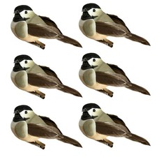 6pcs Artificial Chickadee Birds 4Inch Clip on Bird Ornaments for Christmas Tr...