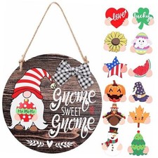 Interchangeable Seasonal Gnome Sweet Gnome Welcome Sign Front Door Decor