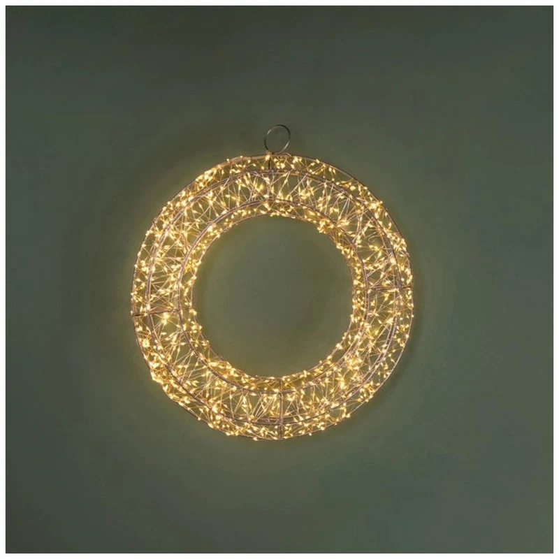Ghirlanda Luminosa Natale BRANDANI 960 LED Luce Calda Corona Metallo 40 cm, fotografia 9 di 9