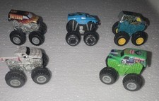 5 Mini Monster Truck Vehicles Inferno , Grave Digger, Hissy Fit Munster Mutt