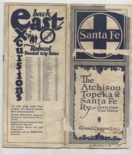 Santa Fe Railway Company Time Table 1927 & Pa...