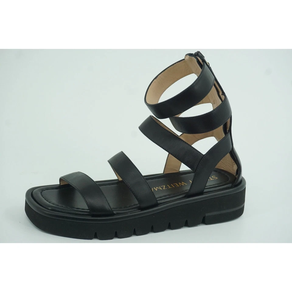Stuart Weitzman Black Gala Lift Gladiatior Strappy Sandal SZ 37 $495 Lug Sole - Image 3 of 4