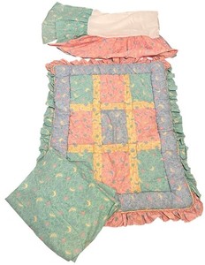 Judi S Vintage Crib Quilt Sheet & Skirt Set Moon Stars Pastels