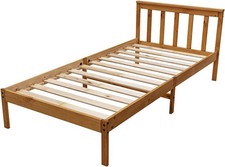 Single Bed Frame 3FT Solid Pine Wooden Slatted Base Sturdy Bedroom Furniture