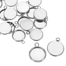 50Pcs 10mm Stainless Steel Cabochons Setting Blank Base Silver 