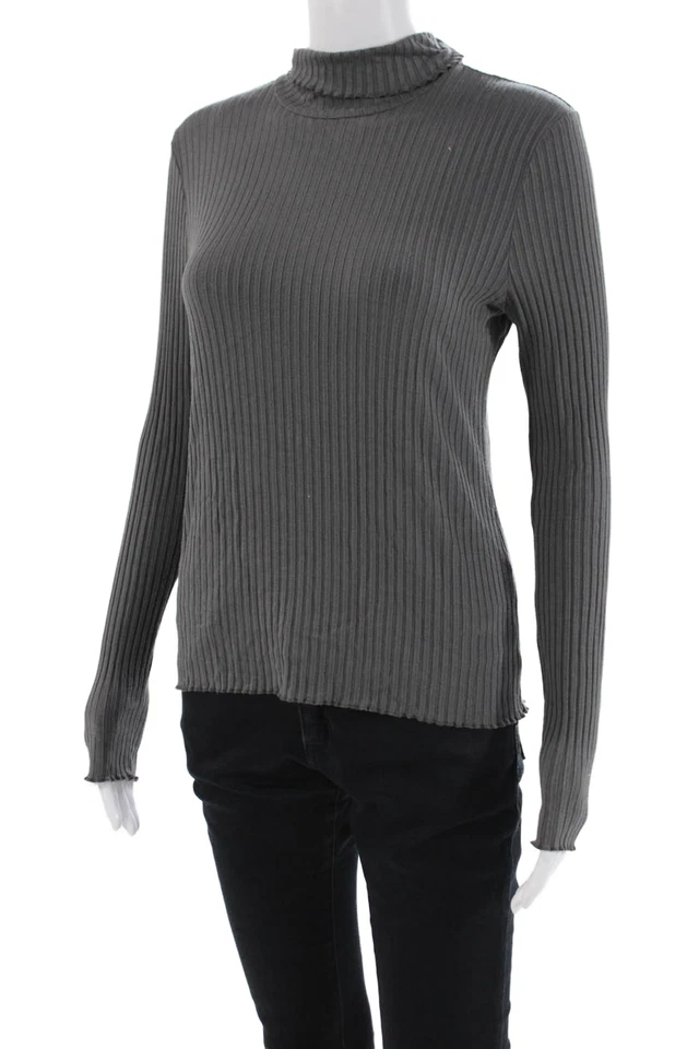 3x1 NYC женщин длинные рукава пуловер водолазка свитер галечный серый размер большой - Изображение 2 из 4