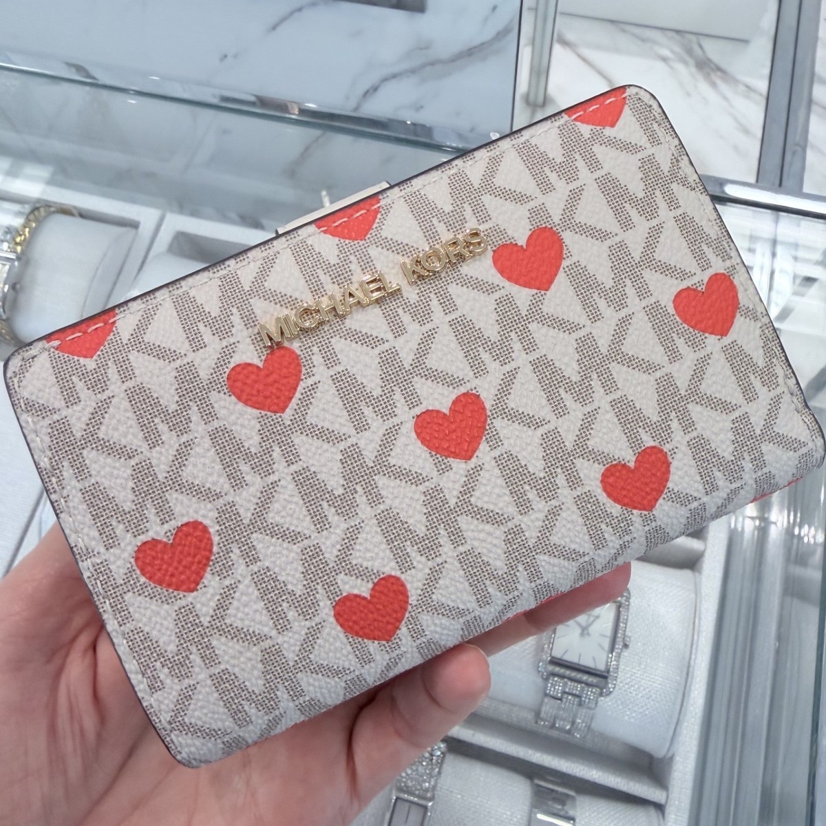 Michael Kors Jet Set Travel MD Bifold Zip Coin Card Wallet MK Logo