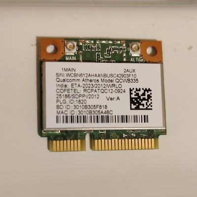Qualcomm Atheros QCWB335 Wireless Mini PCI Express Network Card