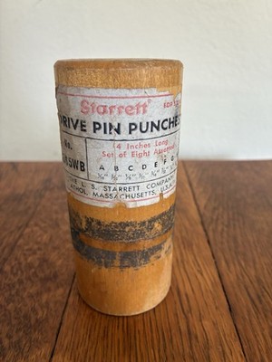 Vintage Starrett Drive Pin Punches S565WB 8 Pc. Set Made In USA MISSING 3/16