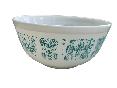 Vintage Pyrex Turquoise Amish Butterprint Mixing Bowl  2 1/2  Quart #403