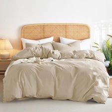 Khaki Cotton Duvet Cover And 2 Pillowcase with buttons king Queen and other size