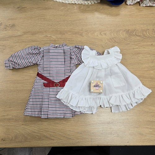 American Girl Samantha Parkington Plaid Meet Dress White Play Apron Flower Press