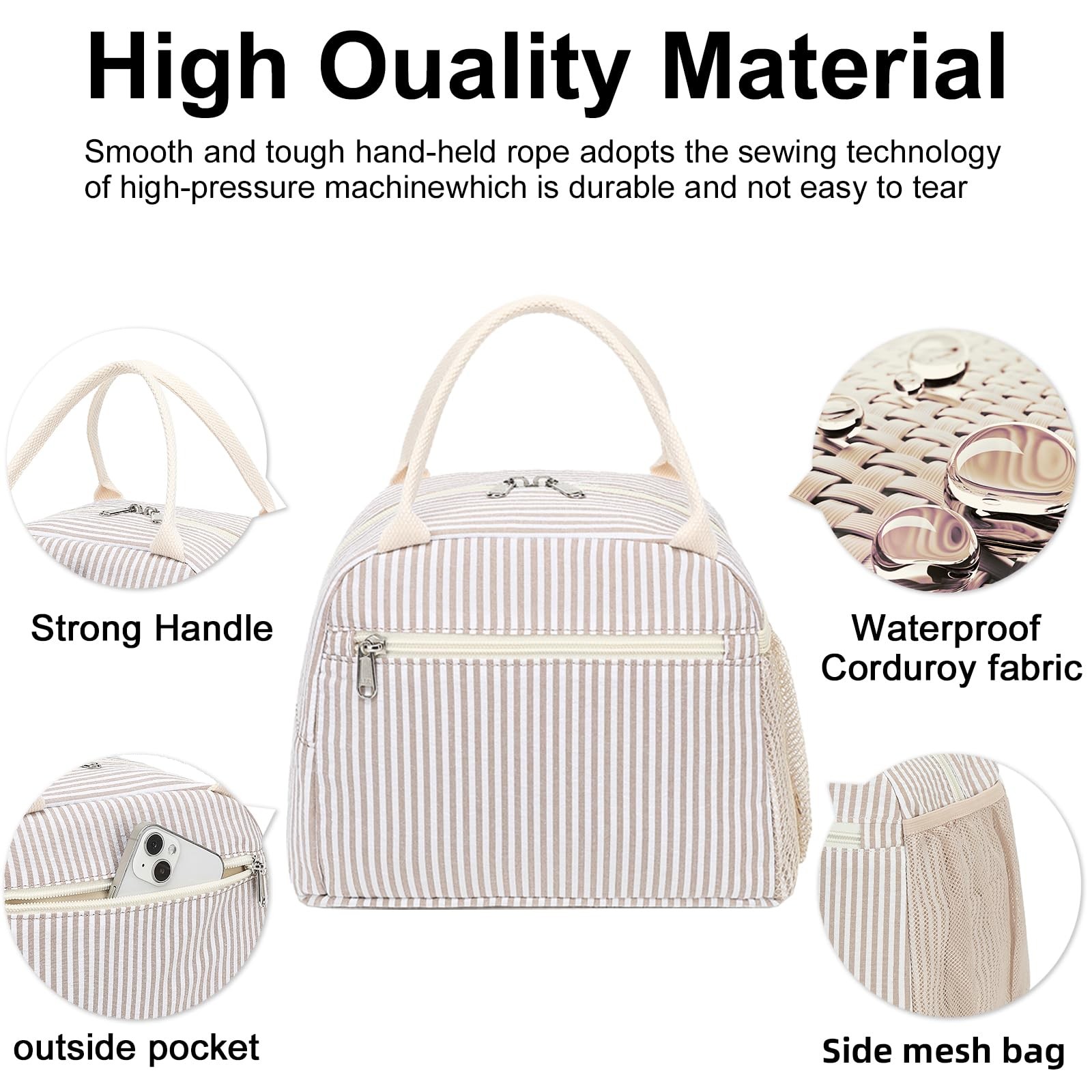 Lunch Box for Women Insulated Lunch Bag Corduroy Lunch Tote Bags ...