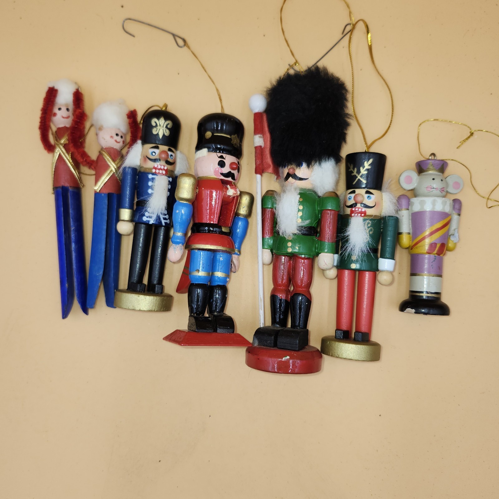 Lot of vintage wood handmade nutcracker ornament Kurt Adler