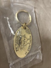 THE MAYFLOWER II SHIP PLYMOUTH MA Solid Brass KEYCHAIN Made In Usa