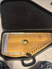Vintage Golden Autoharp by Oscar Schmidt With Case For Parts Or Repair