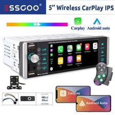 Single 1 DIN Apple Carplay Android Auto 5" Car Stereo Radio USB TF Bluetooth CAM
