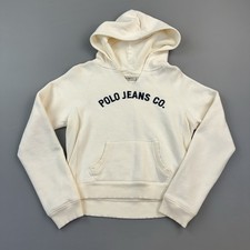 Vintage Polo Jeans Co Ralph Lauren Hoodie Women's Large Cream Logo Pullover