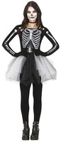 Skelett KostüM Damen 42-44/L Schwarz Weiß Kleid Halloween Karneval KostüMparty