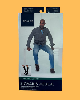Sigvaris Graduated Compression Socks 362CLSM00 Sz:LS 20-30mmHg White Knee High