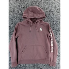 Carhartt Logo Hoodie Sweatshirt Dusty Rose Pink Youth S 4-6