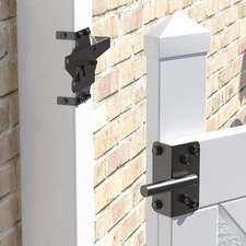 Heavy Duty Self Locking Gate Latch Black Post Mount for Garden Farmhous Yard