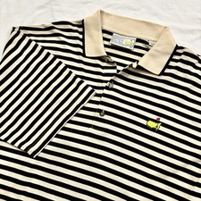 Augusta National Golf Shop Masters Slazenger Polo Shirt XL Black Ivory Striped