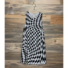  NWT MAC DUGGAL 10027 Sequin Checkered Sleeveless A-line Midi Dress Womens Sz M