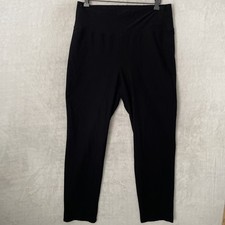 Eileen Fisher Womans Pull On Pants Solid Black Medium Nylon Blend Pockets