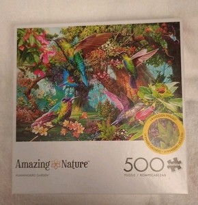 Amazing Nature Hummingbird Garden 500 Piece Puzzle by Buffalo Hidden Images NEW 