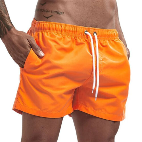 Summer Men Beach Shorts Pants Sports Casual Quick Dry Solid Color Surfing Shorts - Picture 35 of 37