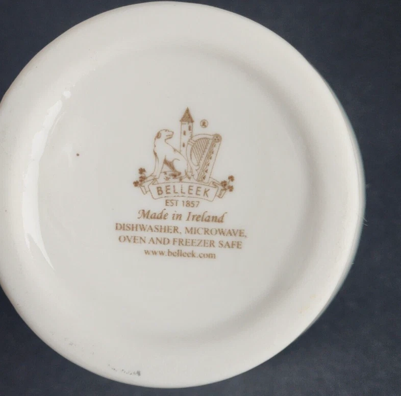 TAZA DE CAFÉ/TÉ BELLEEK CLADDAGH PORCELANA IRLANDESA MARFIL EN RELIEVE 10 OZ 4" NUEVA Foto 4 de 4