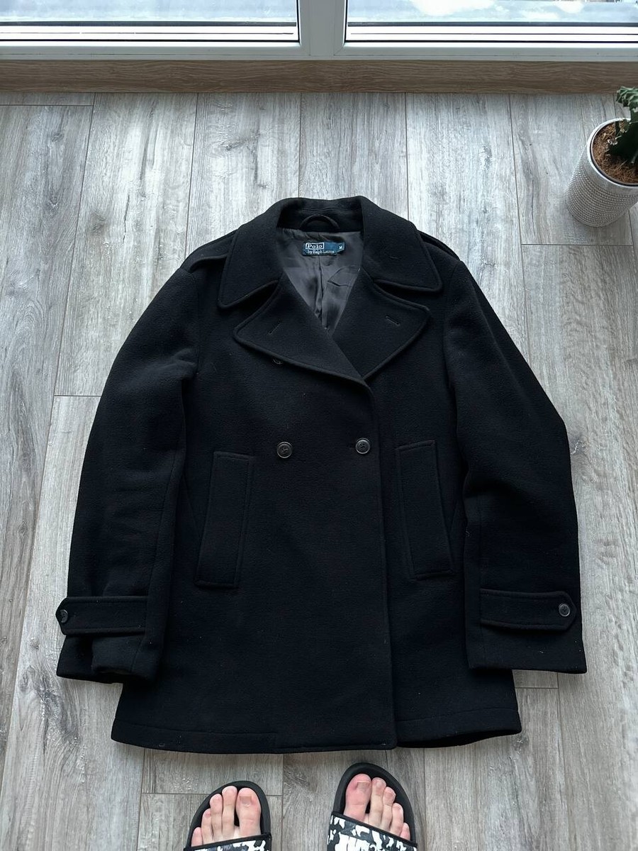 Polo Ralph Lauren ウールコートFine Wool Vintage Polo Ralph Laurent Wool Coat Black Mens Size Large | eBay