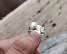 Pearl Ring , Band Ring , 925 Sterling Silver Ring , Handmade Ring , Pra All Size