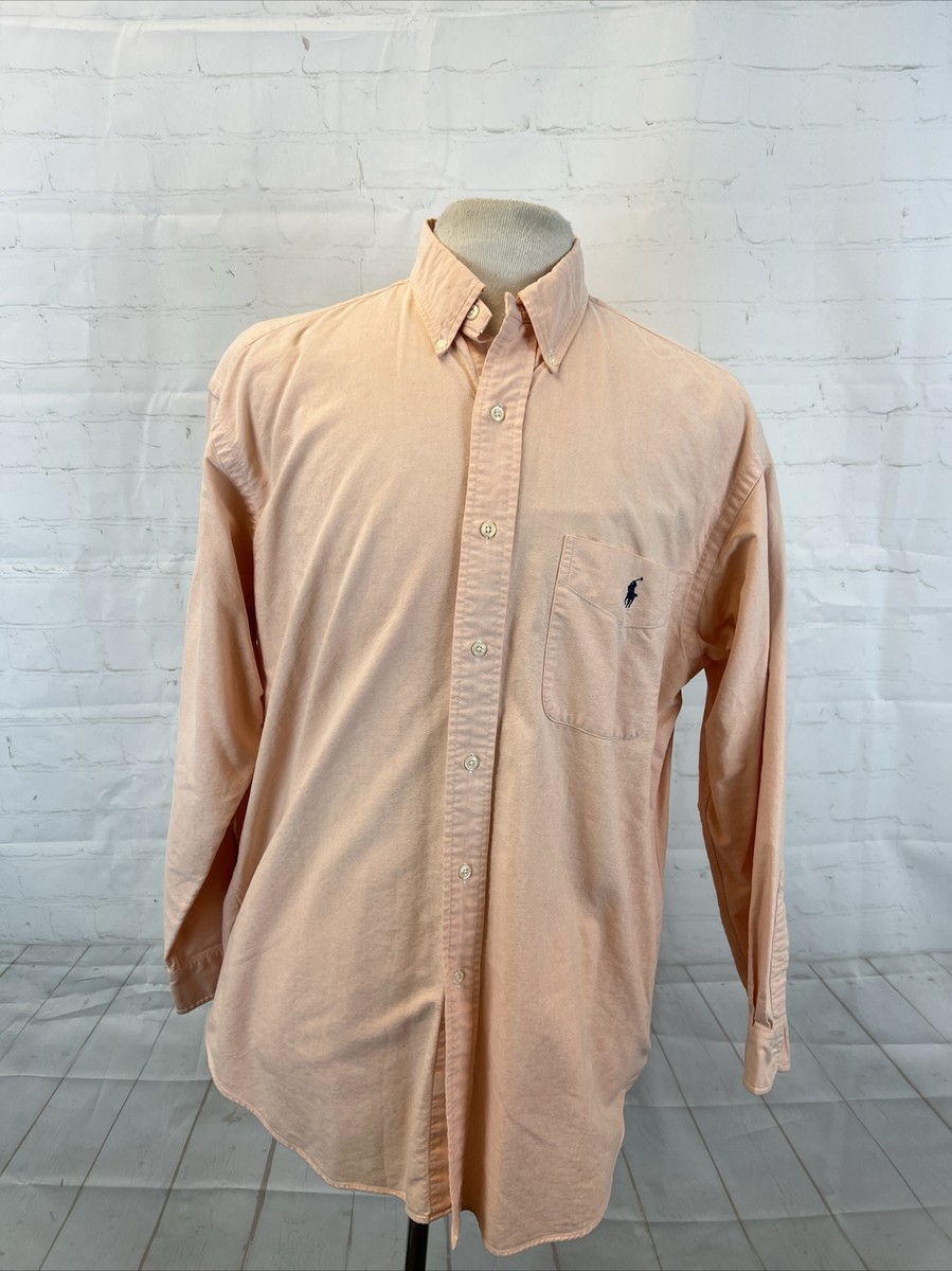 BIG SHIRT Ralph Lauren Men's Peach Orange Cotton Oxford Dress