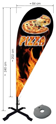 Beachflag Pizza ca 240 cm Werbung Banner Imbiss Fahne Kaffee Döner Pizzeria 010