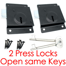 2x Press Locks SAME KEY Face Fixing Shed Gate Door Presslock Deadlock SCREWS