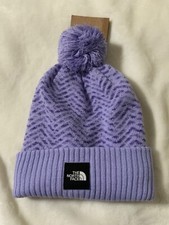 THE NORTH FACE GIRLS CHEVRON POM BEANIE HAT SWEET LAVENDER