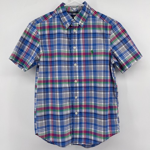 Ralph Lauren M (10-12) Plaid Shirt Short Sleeve Button Down Casual Top Kids - Picture 2 of 6