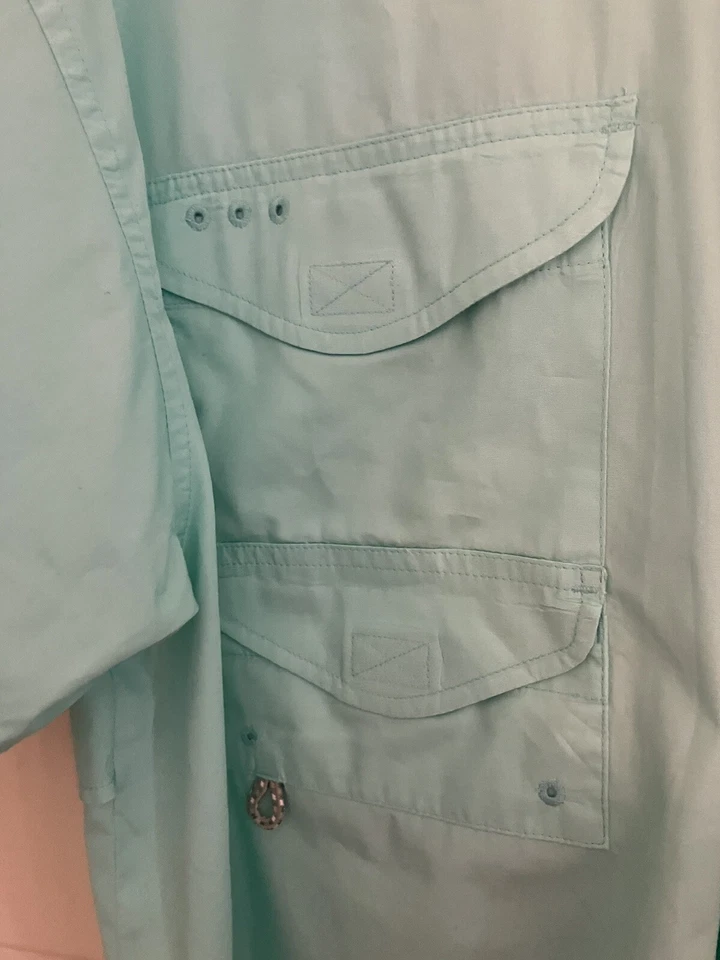 Camisa Columbia Verde Talla Mediana Rendimiento Equipo de Pesca Hombres Manga Larga Foto 4 de 4