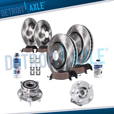 Front Rear Brake Rotors Ceramic Pads Wheel Hubs Kit for Subaru Forester Impreza